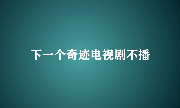 下一个奇迹电视剧不播