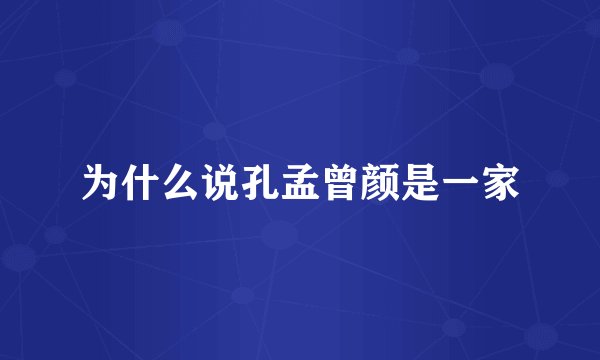 为什么说孔孟曾颜是一家