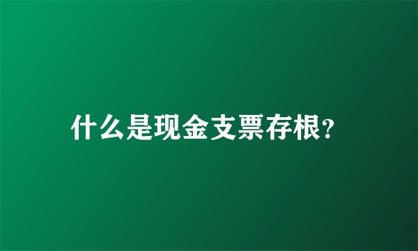 什么是现金支票存根？
