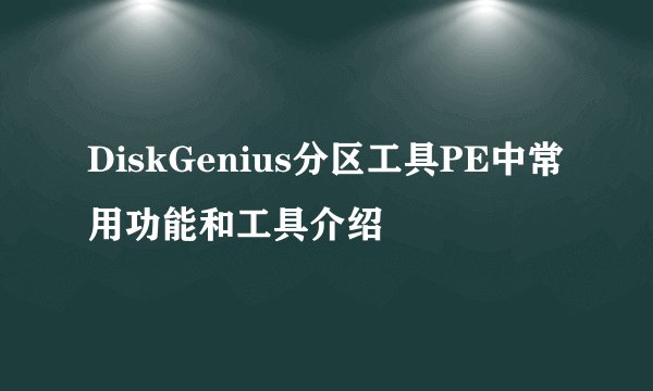 DiskGenius分区工具PE中常用功能和工具介绍