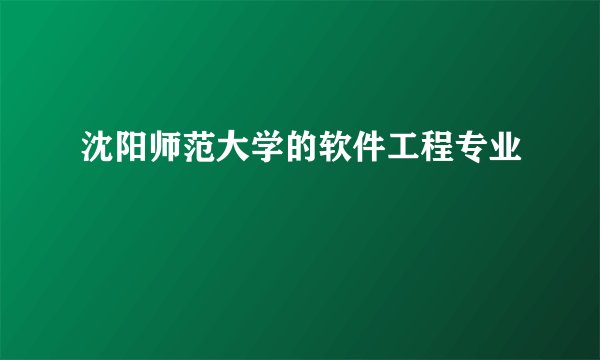 沈阳师范大学的软件工程专业