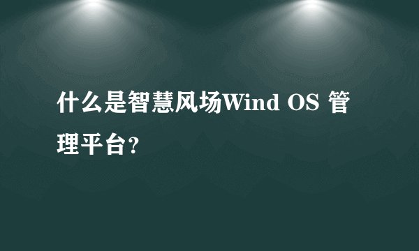 什么是智慧风场Wind OS 管理平台？