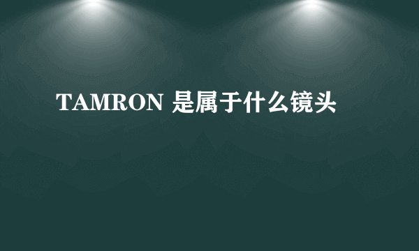 TAMRON 是属于什么镜头