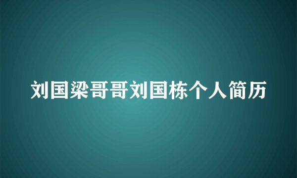 刘国梁哥哥刘国栋个人简历