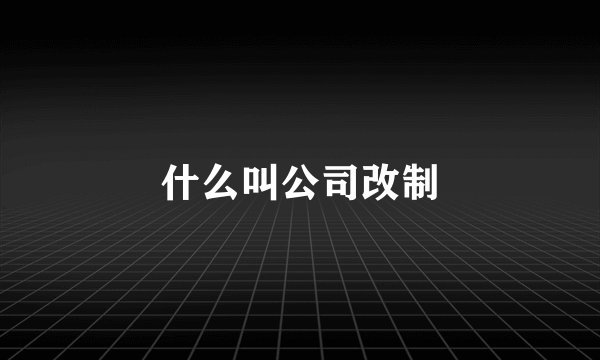 什么叫公司改制