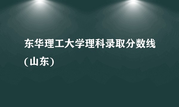 东华理工大学理科录取分数线(山东)