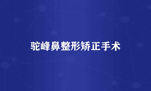 驼峰鼻整形矫正手术