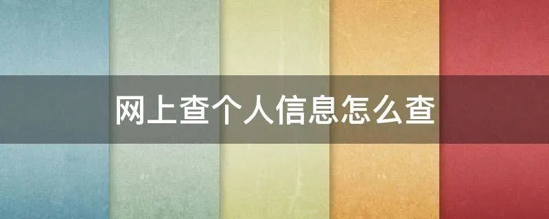 网上查个人信息怎么查