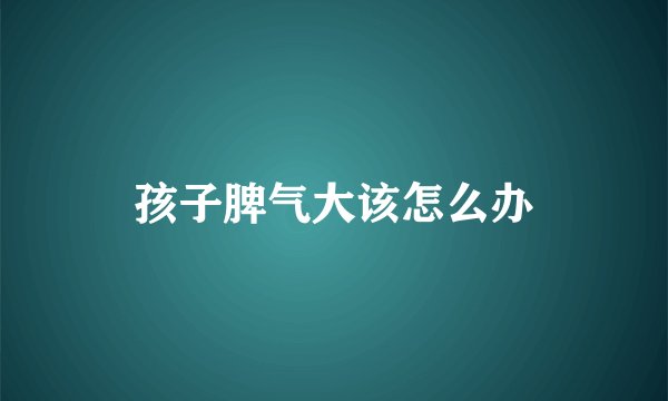 孩子脾气大该怎么办