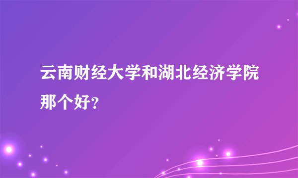 云南财经大学和湖北经济学院那个好？