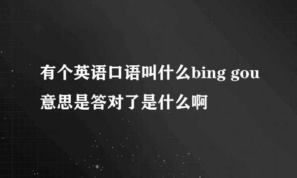 有个英语口语叫什么bing gou意思是答对了是什么啊