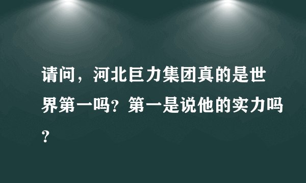 请问，河北巨力集团真的是世界第一吗？第一是说他的实力吗？