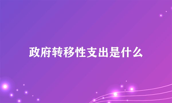 政府转移性支出是什么