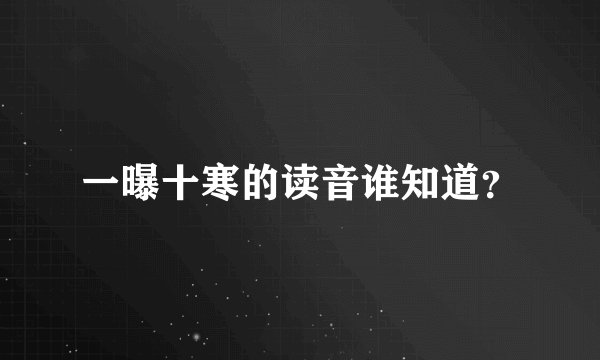 一曝十寒的读音谁知道？