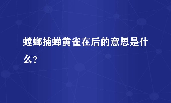 螳螂捕蝉黄雀在后的意思是什么？