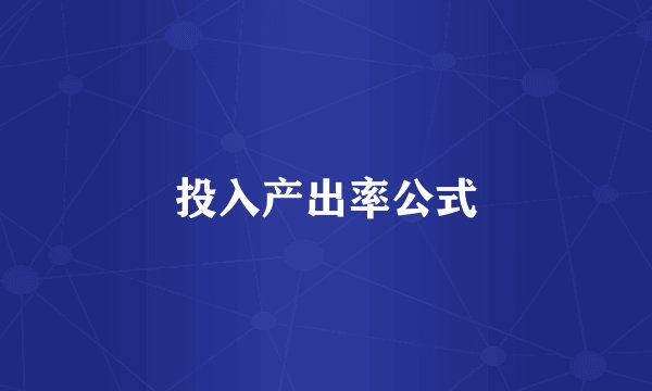 投入产出率公式