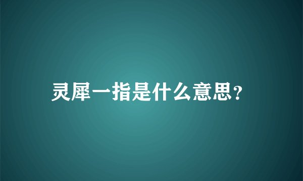 灵犀一指是什么意思？