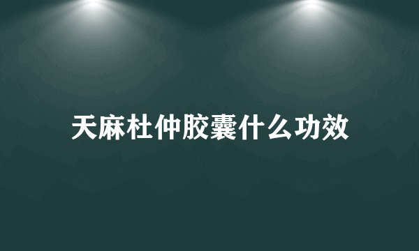 天麻杜仲胶囊什么功效