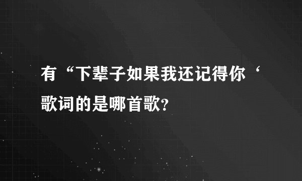 有“下辈子如果我还记得你‘歌词的是哪首歌？
