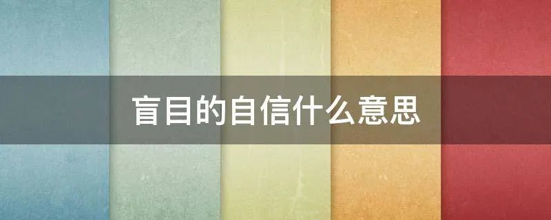 盲目的自信什么意思