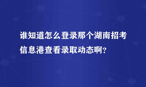 谁知道怎么登录那个湖南招考信息港查看录取动态啊？