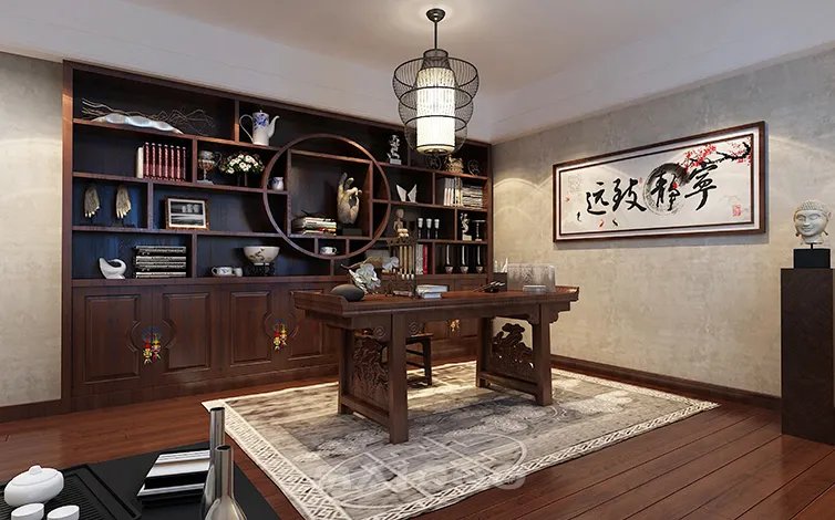 【中式书房】中式书房设计说明 别具韵味的中式书斋设计
