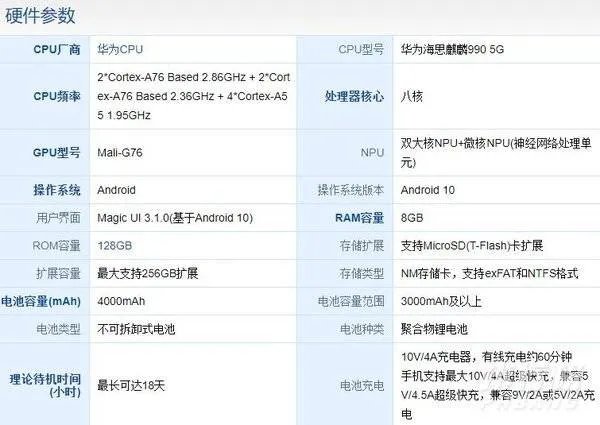 荣耀30pro参数配置详情_荣耀30pro详细完整参数