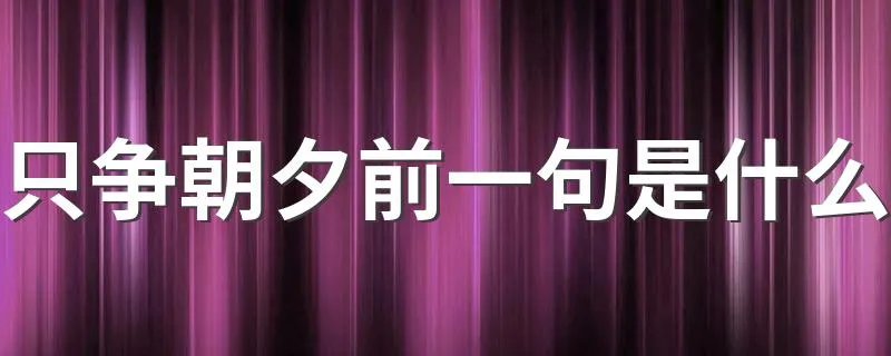 只争朝夕前一句是什么 具体内容介绍
