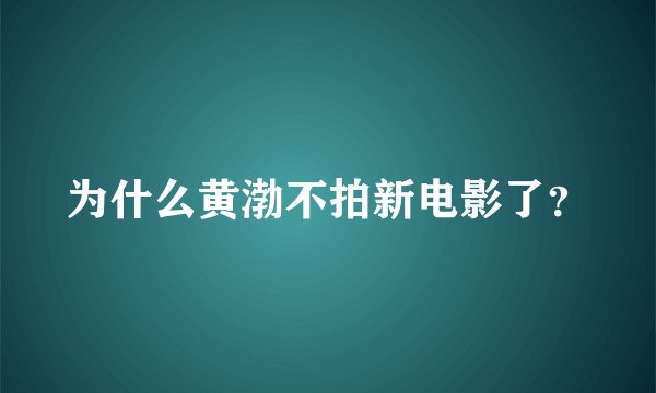 为什么黄渤不拍新电影了？