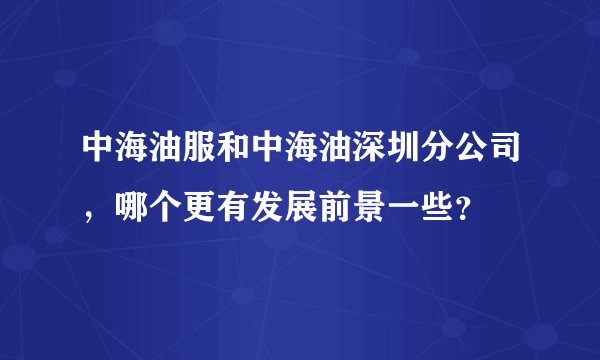 中海油服和中海油深圳分公司，哪个更有发展前景一些？