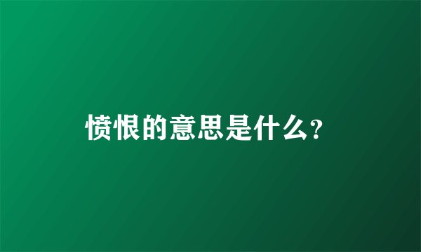 愤恨的意思是什么？