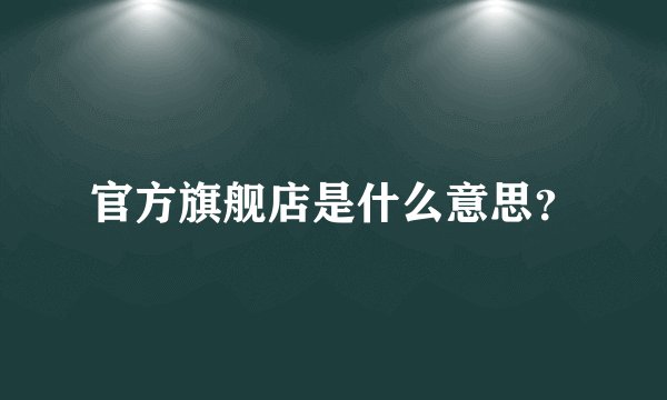 官方旗舰店是什么意思？