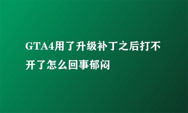GTA4用了升级补丁之后打不开了怎么回事郁闷