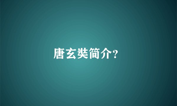 唐玄奘简介？