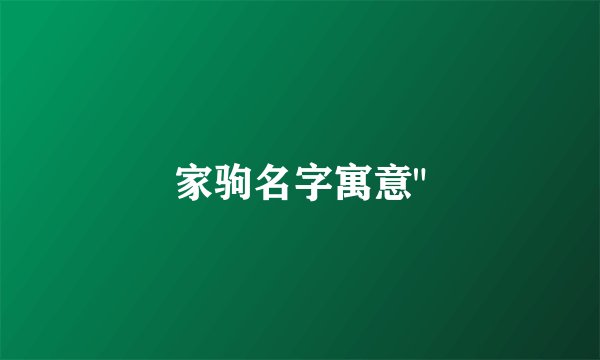 家驹名字寓意