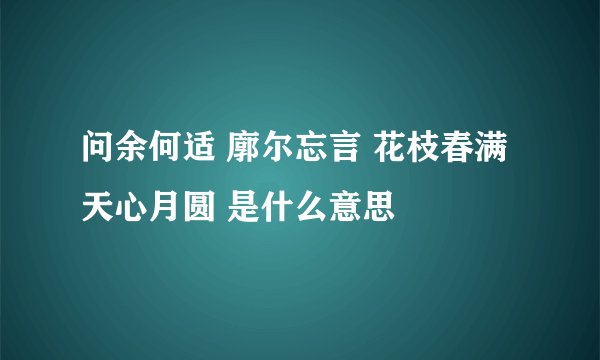 问余何适 廓尔忘言 花枝春满 天心月圆 是什么意思