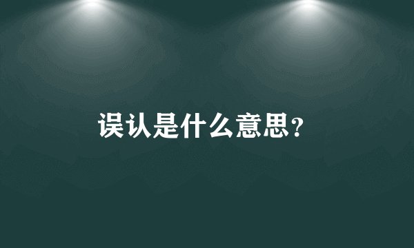 误认是什么意思?