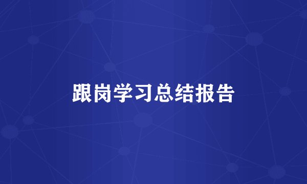 跟岗学习总结报告