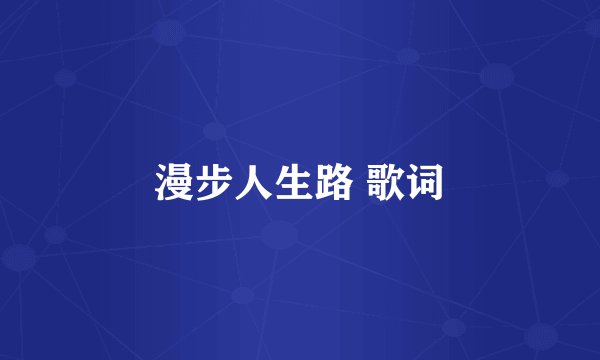 漫步人生路 歌词