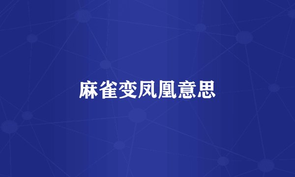 麻雀变凤凰意思