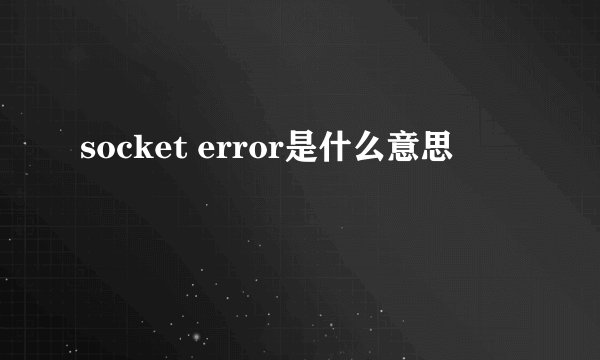 socket error是什么意思