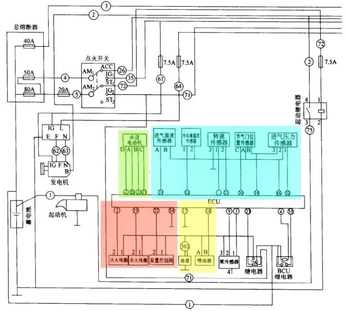 汽车ECU维修电路图图解  汽车ECU电路分析