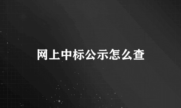 网上中标公示怎么查