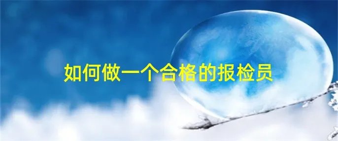 如何做一个合格的报检员