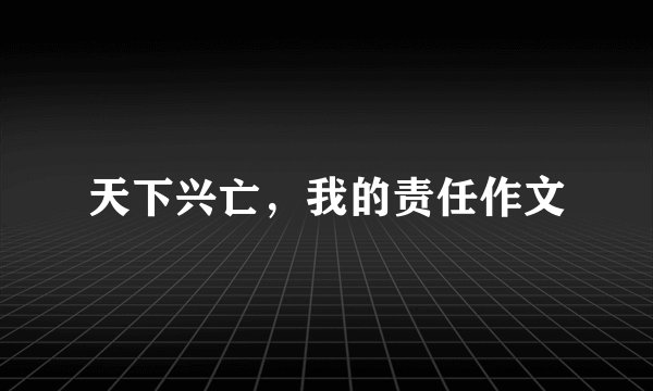 天下兴亡，我的责任作文