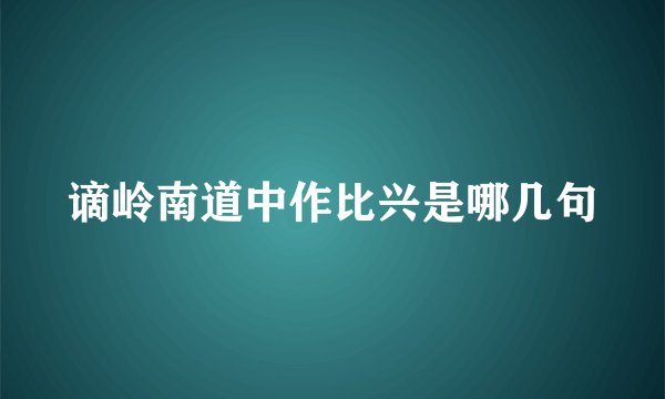 谪岭南道中作比兴是哪几句