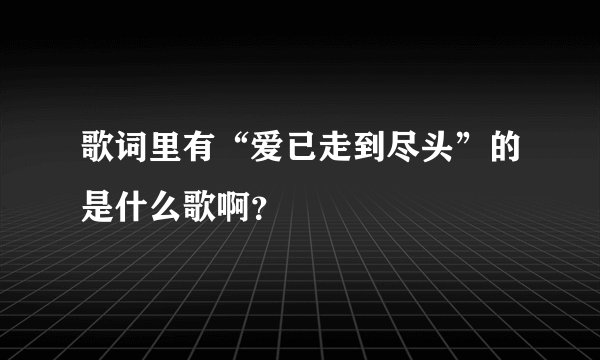 歌词里有“爱已走到尽头”的是什么歌啊？