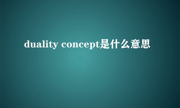 duality concept是什么意思