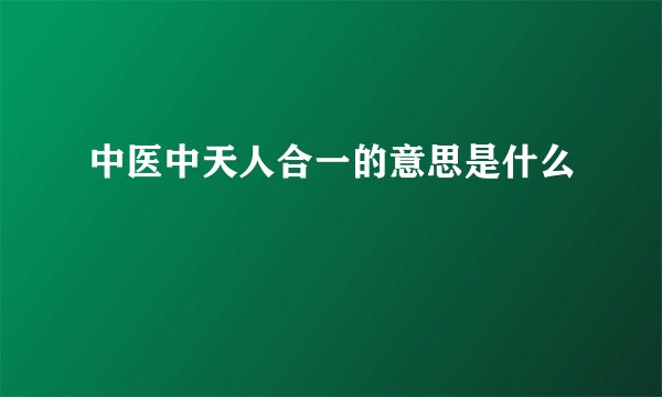 中医中天人合一的意思是什么