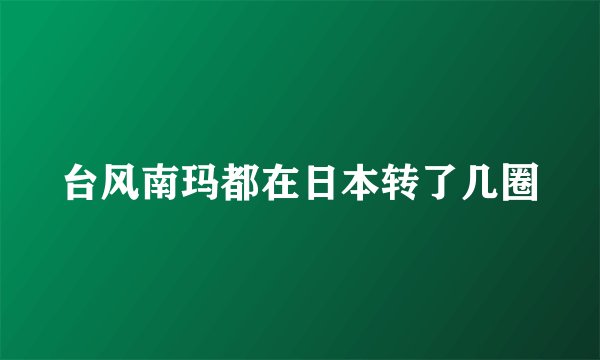 台风南玛都在日本转了几圈